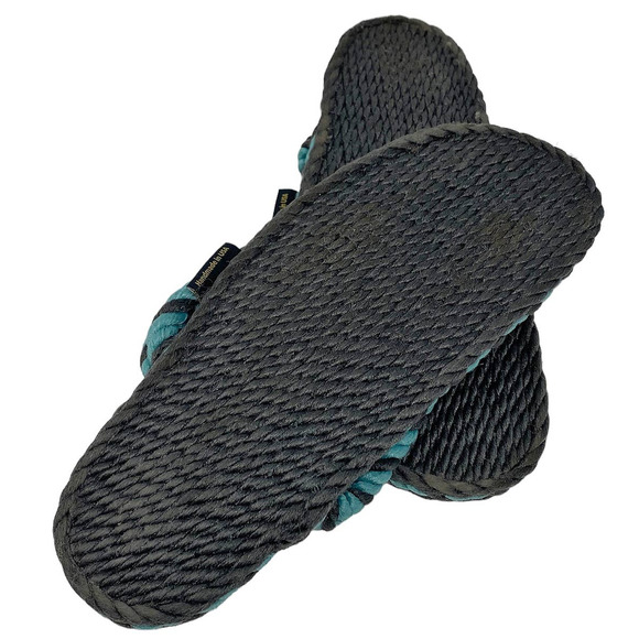 GURKEES Handmade Hemp Vegan Rope Flip Flop Summer Blue & Black Sandals - Picture 5 of 5